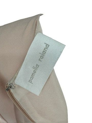 Pamella Roland Blush Cold-Shoulder Dress with Pearlized Button Detail – Large