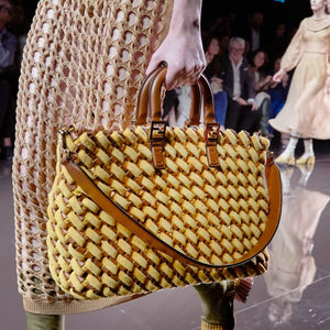 Fendi Spring 2020 Peekaboo Woven Mink & Leather Runway Tote – Brand New with Tags