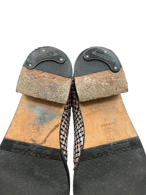 Chanel tweed Tricolor Engineer Buckle Boots - Size 41