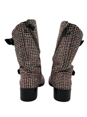 Chanel tweed Tricolor Engineer Buckle Boots - Size 41