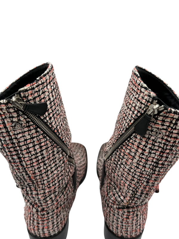 Chanel tweed Tricolor Engineer Buckle Boots - Size 41