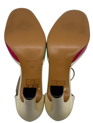Chanel Multicolor Patent Leather D'orsay Colorblock Ankle Strap Pumps Size 40