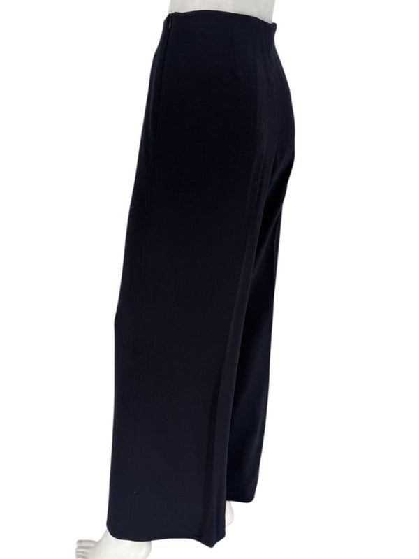 Rena Lange Navy Wide-Leg Wool Blend Trousers – Size US 12