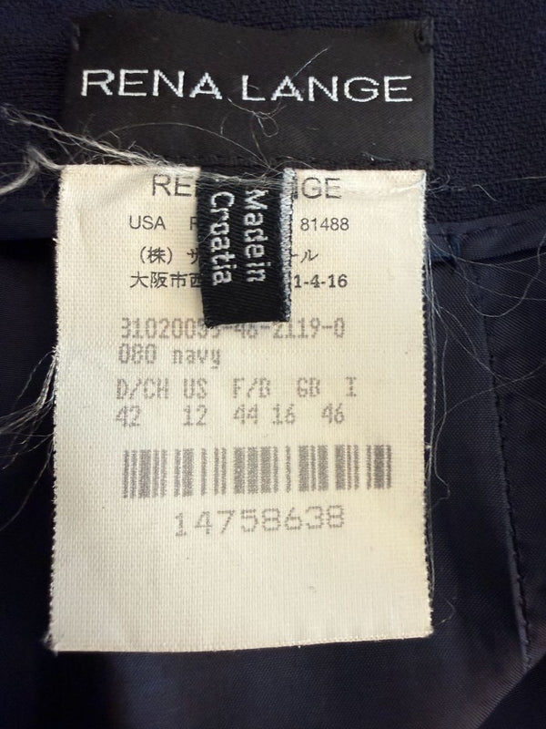 Rena Lange Navy Wide-Leg Tailored Trousers – Size US 12 / DE 42