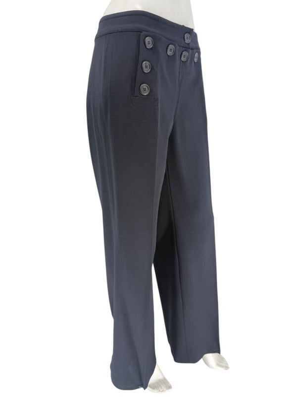 Michael Kors Nautical Button-Front Wide-Leg Trousers – Size 12