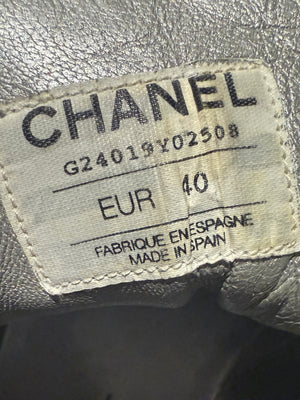 Chanel Grey & White Nylon Suede Low-Top Sneakers – Size 40