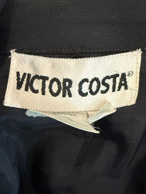 Victor Costa Black Pleated Sheer Overlay Trousers – Size 10