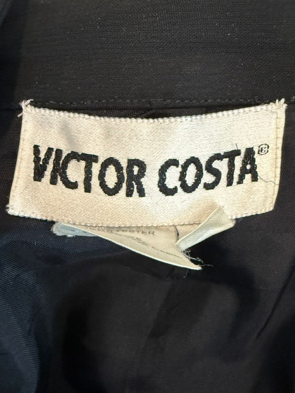 Victor Costa Black Pleated Sheer Overlay Trousers – Size 10