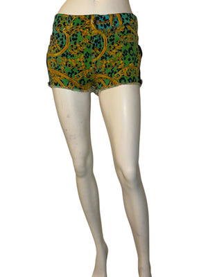 Versace Jeans Couture Baroque Leopard Print Denim Shorts – Size 26 (IT 40)