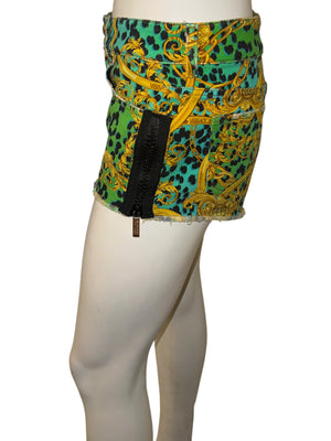 Versace Jeans Couture Baroque Leopard Print Denim Shorts – Size 26 (IT 40)