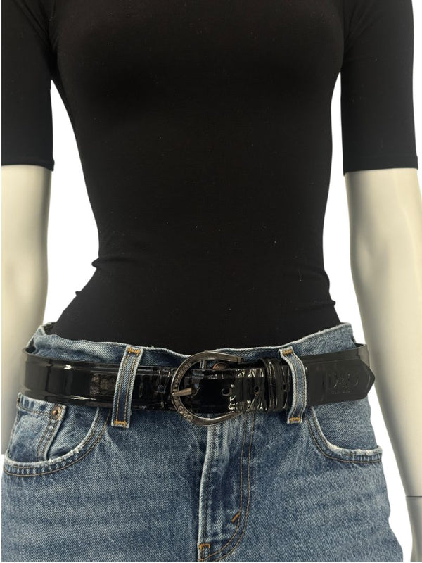Dolce & Gabbana Black Patent Leather Logo Belt – Size 105/90