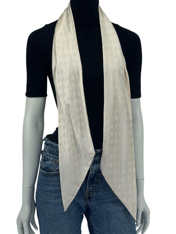 Chrome Hearts Cream Silk Monogram Scarf – 5.5" x 64"