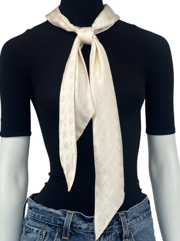 Chrome Hearts Cream Silk Monogram Scarf – 5.5" x 64"