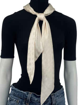 Chrome Hearts Cream Silk Monogram Scarf – 5.5" x 64"