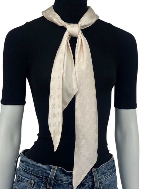 Chrome Hearts Cream Silk Monogram Scarf – 5.5" x 64"