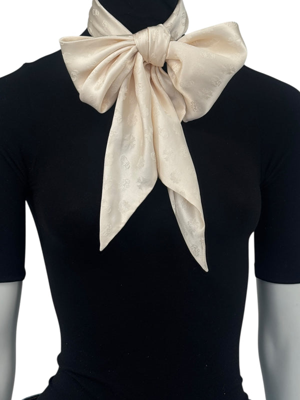 Chrome Hearts Cream Silk Monogram Scarf – 5.5" x 64"