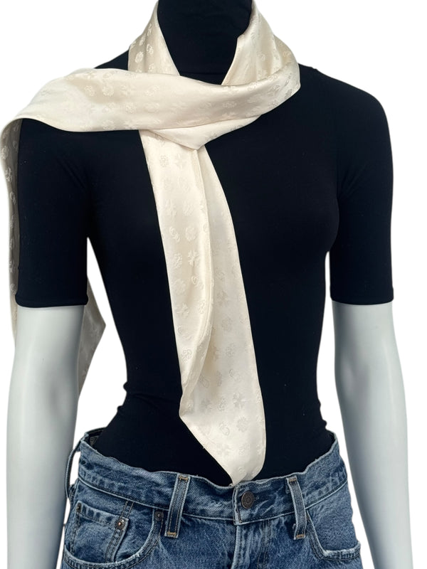 Chrome Hearts Cream Silk Monogram Scarf – 5.5" x 64"