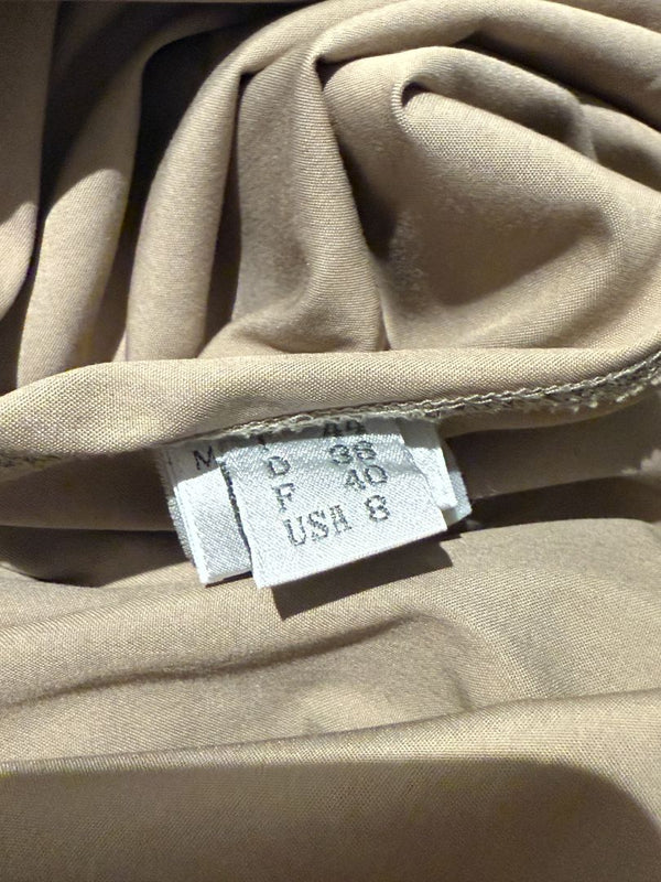 Brunello Cucinelli Taupe Cotton Sleeveless Cowl-Neck Dress - Size 8