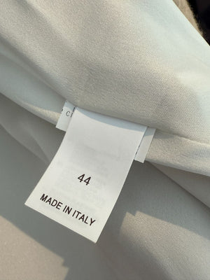 Brunello Cucinelli Ivory Wool-Cashmere Coat with Monili Detail - Size 8