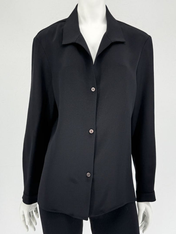 Peter Cohen Black Silk Convertible Collar Blouse – Size L