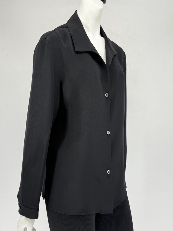Peter Cohen Black Silk Convertible Collar Blouse – Size L