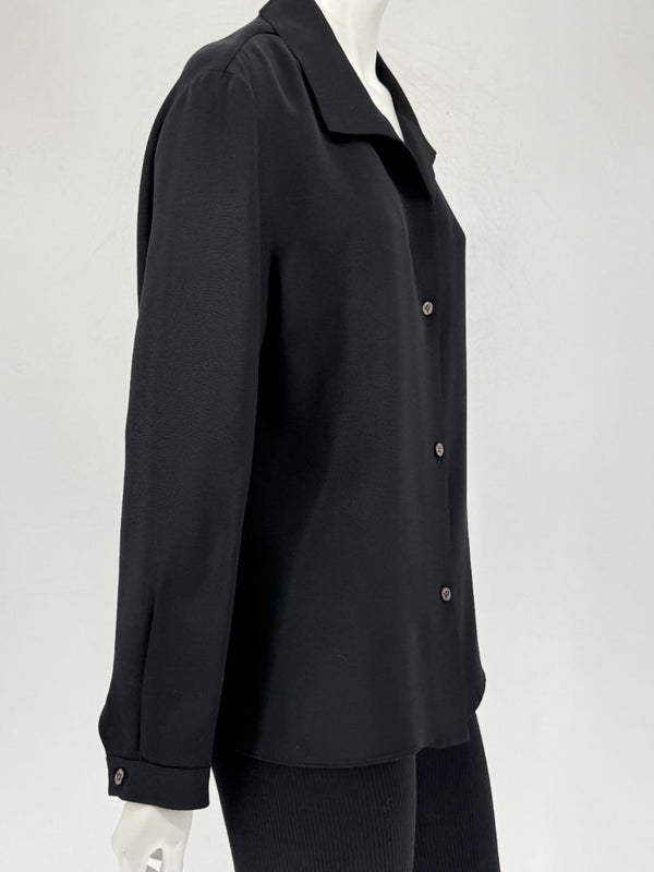 Peter Cohen Black Silk Convertible Collar Blouse – Size L