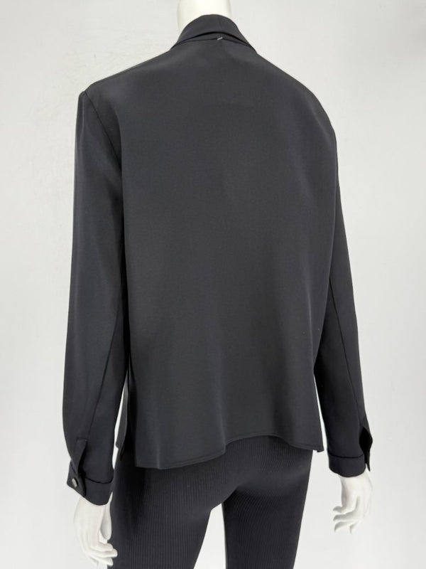 Peter Cohen Black Silk Convertible Collar Blouse – Size L
