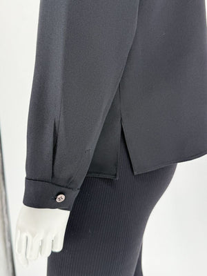 Peter Cohen Black Silk Convertible Collar Blouse – Size L