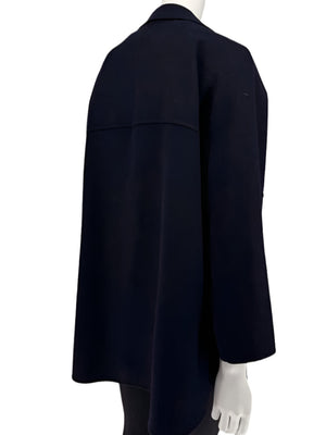 Loro Piana “Gift of Kings” Navy Wool Double-Breasted Swing Coat – Size S