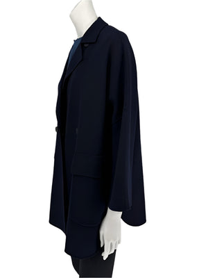 Loro Piana “Gift of Kings” Navy Wool Double-Breasted Swing Coat – Size S