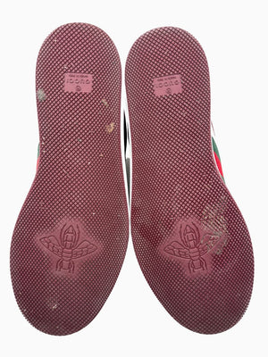 Gucci Mens GG Monogram Web Stripe Low Top Sneakers Burgundy Ivory Size 8 Italy