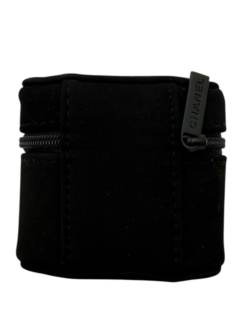 Chanel Black Travel Jewelry & Watch Case – Suede Zip Cube