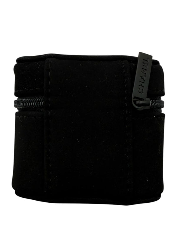 Chanel Black Travel Jewelry & Watch Case – Suede Zip Cube