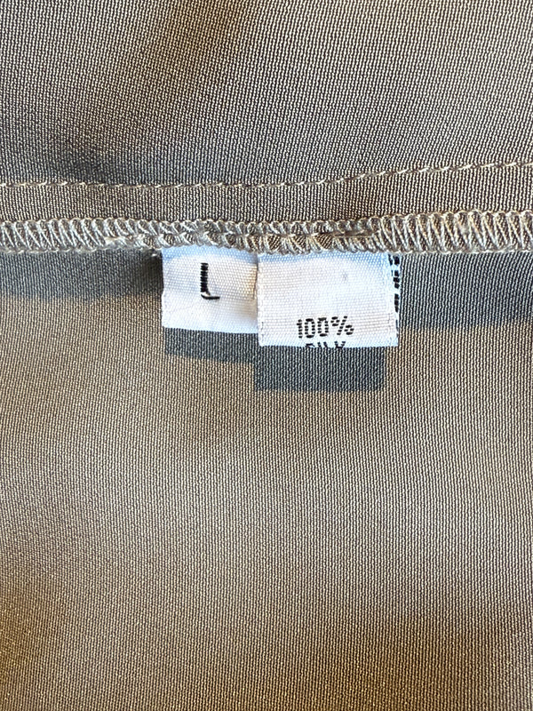 Peter Cohen Taupe Silk Convertible Collar Blouse – Size L