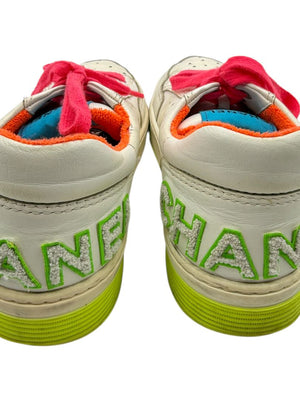 Chanel Neon Trim Leather Low-Top Sneakers – Size 40