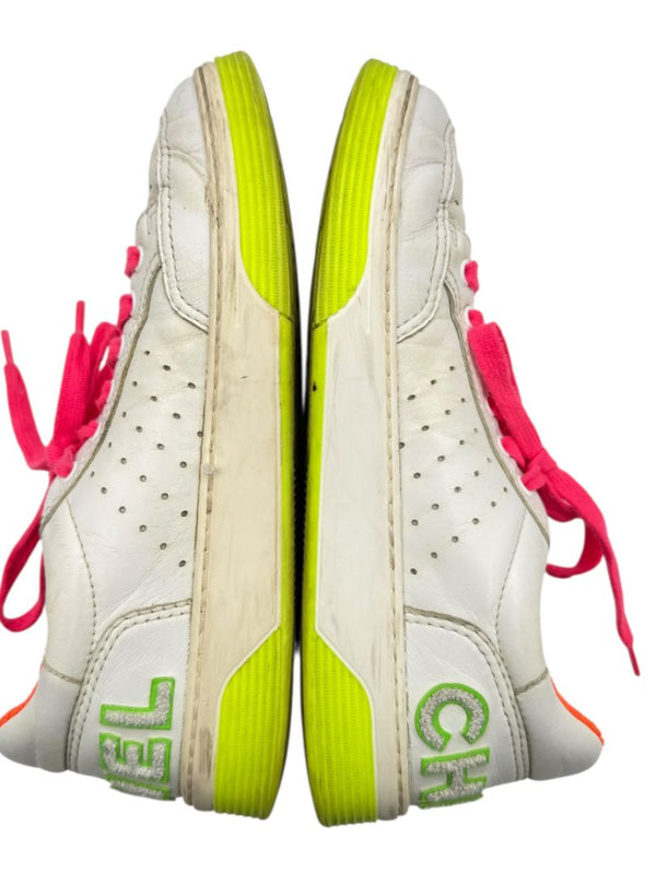 Chanel Neon Trim Leather Low-Top Sneakers – Size 40