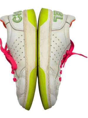 Chanel Neon Trim Leather Low-Top Sneakers – Size 40