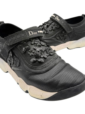 Christian Dior Floral Appliqué Velcro Strap Sneakers – Size 40