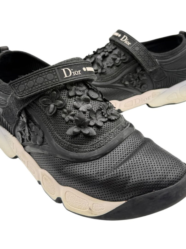 Christian Dior Floral Appliqué Velcro Strap Sneakers – Size 40