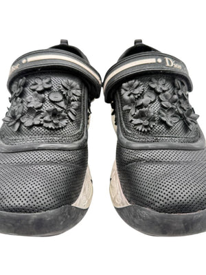 Christian Dior Floral Appliqué Velcro Strap Sneakers – Size 40