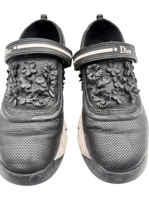 Christian Dior Floral Appliqué Velcro Strap Sneakers – Size 40