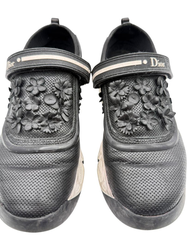 Christian Dior Floral Appliqué Velcro Strap Sneakers – Size 40