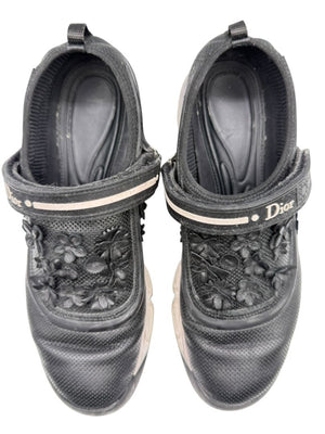 Christian Dior Floral Appliqué Velcro Strap Sneakers – Size 40