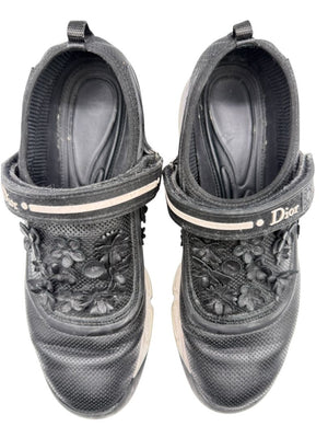 Christian Dior Floral Appliqué Velcro Strap Sneakers – Size 40