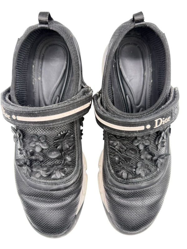 Christian Dior Floral Appliqué Velcro Strap Sneakers – Size 40