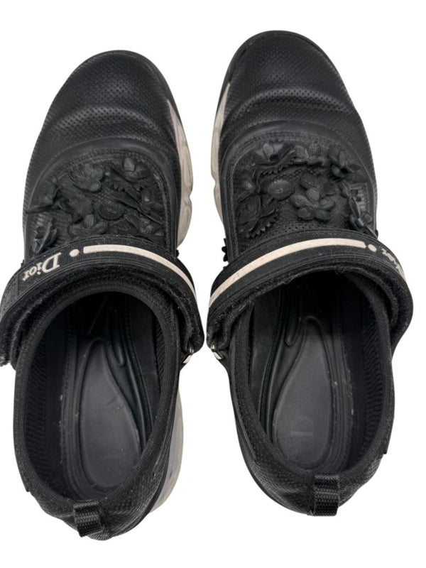 Christian Dior Floral Appliqué Velcro Strap Sneakers – Size 40
