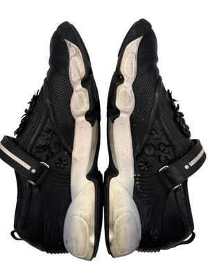 Christian Dior Floral Appliqué Velcro Strap Sneakers – Size 40