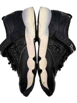 Christian Dior Floral Appliqué Velcro Strap Sneakers – Size 40