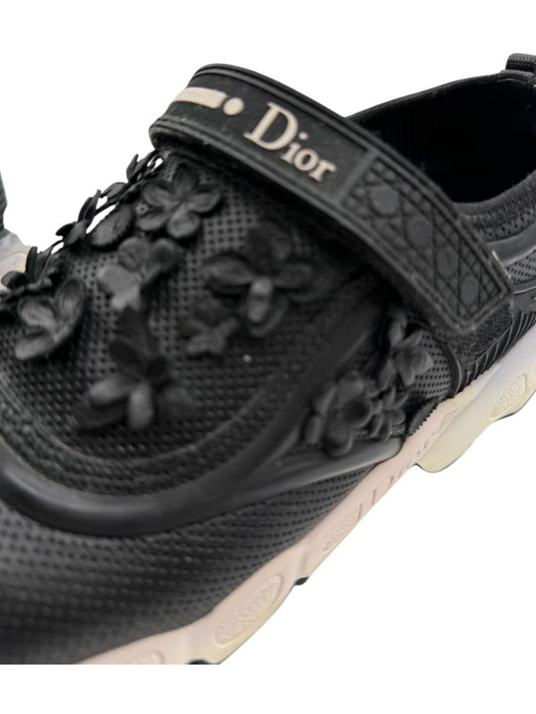 Christian Dior Floral Appliqué Velcro Strap Sneakers – Size 40