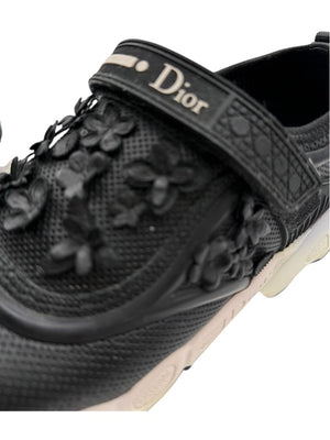 Christian Dior Floral Appliqué Velcro Strap Sneakers – Size 40